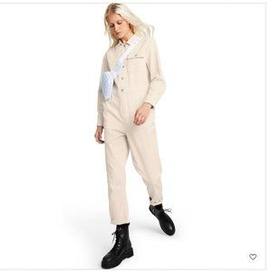 NWT Sandy Liang White Cream Utility Denim Jumpsuit Size 0